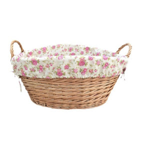 Red Hamper H098R Wicker Light Steamed Laundry Baskets with Garden Rose Lining