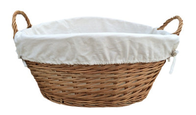 Red Hamper H098W Wicker Light Steamed Laundry Baskets with White Lining