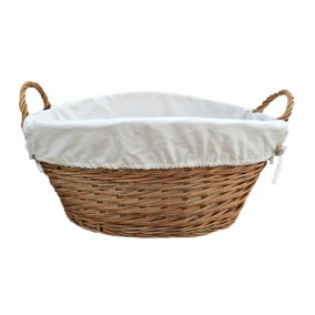 Red Hamper H098W Wicker Light Steamed Laundry Baskets with White Lining