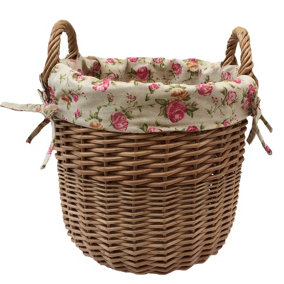 Red Hamper H100R/1 Wicker Small Linen Basket with a Garden Rose Lining
