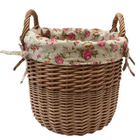 Red Hamper H100R/2 Wicker Large Linen Basket with a Garden Rose Lining