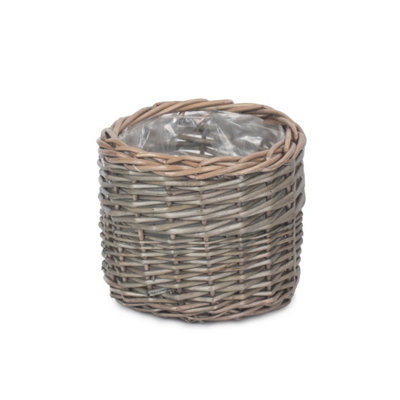 Red Hamper H122/1 Wicker Small Round Antique Wash Planter