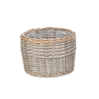 Red Hamper H122/3 Wicker Large Round Antique Wash Planter