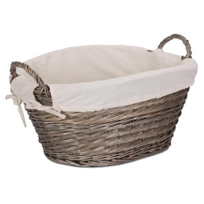 Red Hamper H151W Wicker Small Wash Basket with White Lining