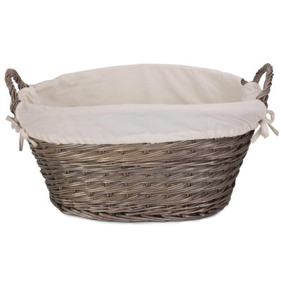 Red Hamper H151W Wicker Small Wash Basket with White Lining