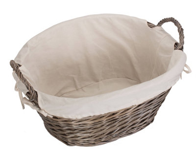 Red Hamper H151W Wicker Small Wash Basket with White Lining