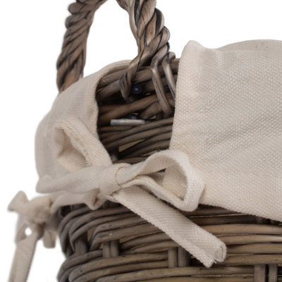 Red Hamper H151W Wicker Small Wash Basket with White Lining