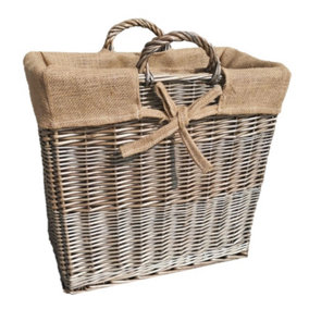 Red Hamper H157 Wicker Slim Antique Wash Log Basket