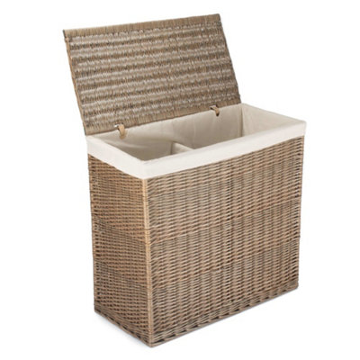 Red Hamper H187 Wicker Rectangular Partition Laundry Basket