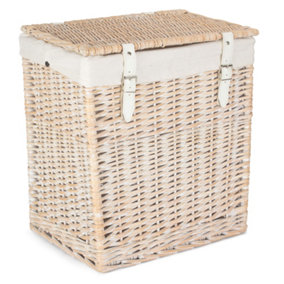 Red Hamper H188W/1 Wicker Small Boutique White Wash Storage Laundry Hamper With Lining