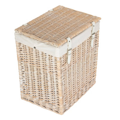 Red Hamper H188W/1 Wicker Small Boutique White Wash Storage Laundry Hamper With Lining