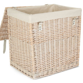 Red Hamper H188W/2 Wicker Large Boutique White Wash Storage Laundry Hamper With Lining