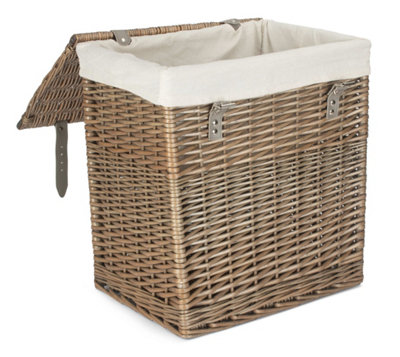 Red Hamper H189W/1 Wicker Small Boutique Antique Wash Storage Laundry Basket With Lining