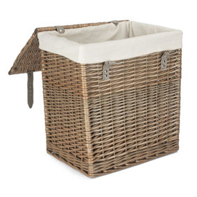 Red Hamper H189W/1 Wicker Small Boutique Antique Wash Storage Laundry Basket With Lining