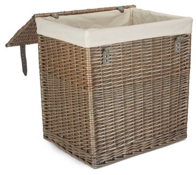 Red Hamper H189W/2 Wicker Large Boutique Antique Wash Storage Laundry Basket With Lining