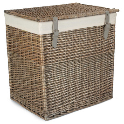 Red Hamper H189W/2 Wicker Large Boutique Antique Wash Storage Laundry Basket With Lining