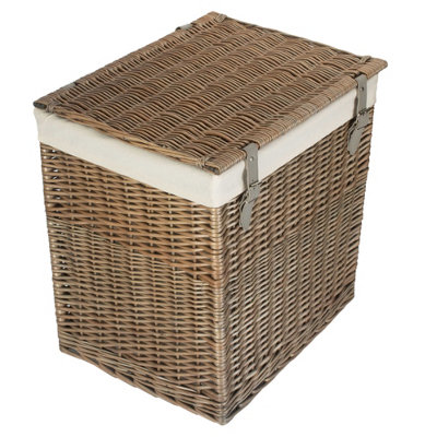 Red Hamper H189W/2 Wicker Large Boutique Antique Wash Storage Laundry Basket With Lining