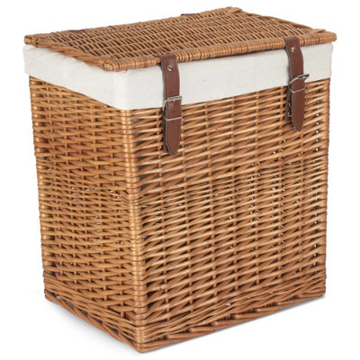 Red Hamper H190W/1 Wicker Small Boutique Double Steamed Wash Storage Laundry Basket With Lining