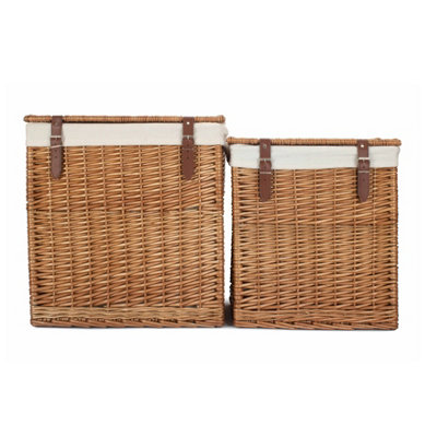 Red Hamper H190W  Set of 2 Boutique Double Steamed Storage Laundry Wicker Basket