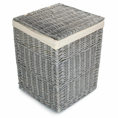 Red Hamper H198W/1 Grey Wash Square Laundry Basket with White Lining