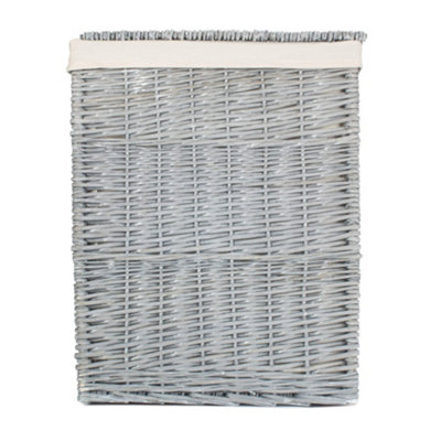 Red Hamper H198W/1 Grey Wash Square Laundry Basket with White Lining