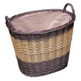 Red Hamper HH022/HOME Wicker Deep Two Tone Lined Wash Basket