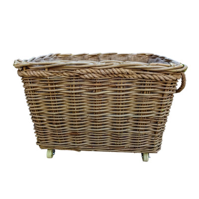 Red Hamper L024/HOME Wicker Extra Large Rope Handle Log Basket on Wheels Price Comparisons | Compare The Build