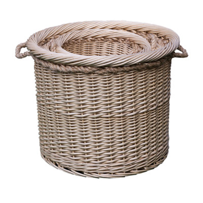 Red Hamper L032/HOME Wicker Set of 3 Deluxe Rope Handled Log Baskets