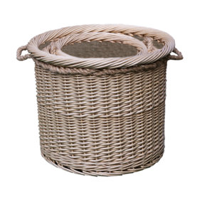 Red Hamper L033/HOME Wicker Set of 3 Deluxe Rope Handled Lined Log Baskets