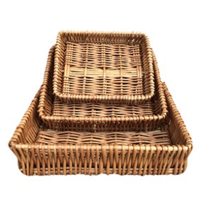 Red Hamper PT063-065 Wicker Shallow Tray Set of 3