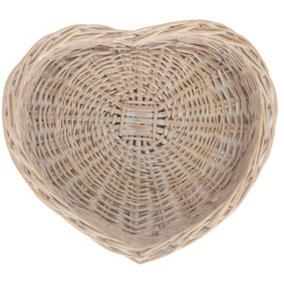 Red Hamper PT073 Wicker Small White Wash Heart Shaped Tray