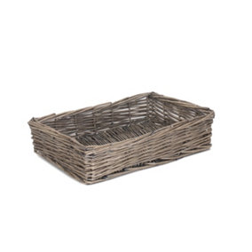 Red Hamper PT077 Wicker Small Antique Wash Straight Sided Tray