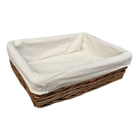 Red Hamper PT079L Wicker Large Lined Antique Wash Straight Sided Tray