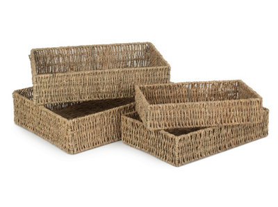 Red Hamper PT080-83 Seagrass Set of 4 Rectangular Seagrass Tray