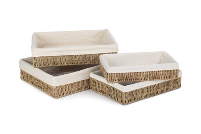 Red Hamper PT080L-083L Seagrass Set of 4 Lined Rectangular Seagrass Tray