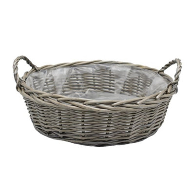 Red Hamper PT084L Wicker Large Round Antique Wash Display Tray