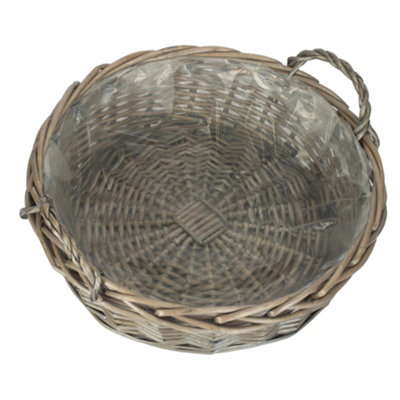 Red Hamper PT084L Wicker Large Round Antique Wash Display Tray