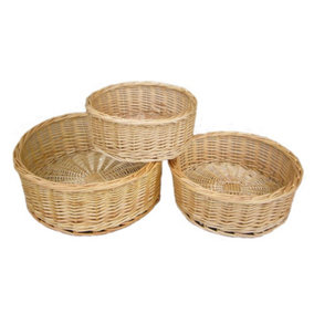 Red Hamper PT086 Wicker Set of 3 Round Straight-Sided Tray