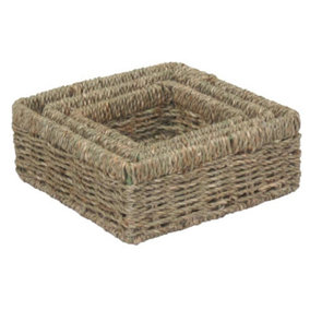 Red Hamper PT090 Seagrass Set of 3 Square Seagrass Trays