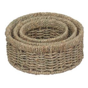 Red Hamper PT091 Seagrass Set of 3 Round Seagrass Small Tray