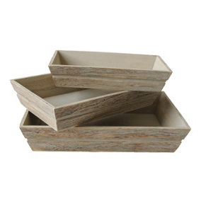 Red Hamper PT099-101 Wood Set 3 of Wooden Packing Tray
