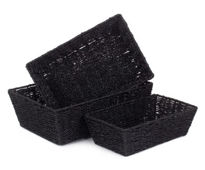 Red Hamper PT123-125 Paper Set of 3 Black Paper Rope Tray