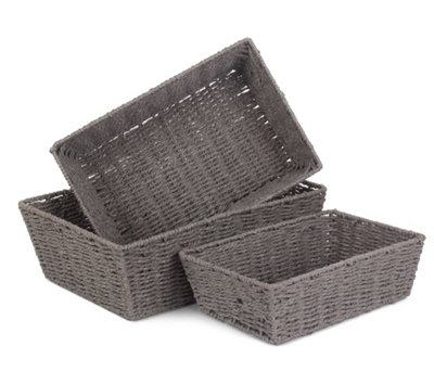 Red Hamper PT148-150 Paper Set of 3 Grey Paper Rope Serving Tray