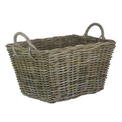 Red Hamper RA001/1 Rattan Small Rectangular Grey Rattan Floor Storage ...