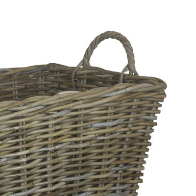 Red Hamper RA001/1 Rattan Small Rectangular Grey Rattan Floor Storage ...