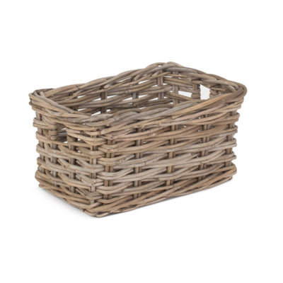 Red Hamper RA002/1 Rattan Small Rectangular Grey Rattan Storage Baskets