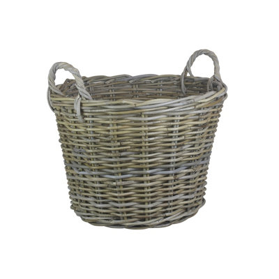 Red Hamper RA004 Round Grey Rattan Log Basket Price Comparisons | Compare The Build