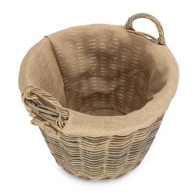 Red Hamper RA004H Lined Round Grey Rattan Log Basket Price Comparisons | Compare The Build