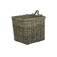 Red Hamper RA008/2 Rattan Medium Square Grey Rattan Log Basket