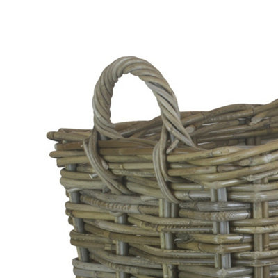 Red Hamper RA009/2 Rattan Large Rectangular Grey Rattan Hallway Log Basket
